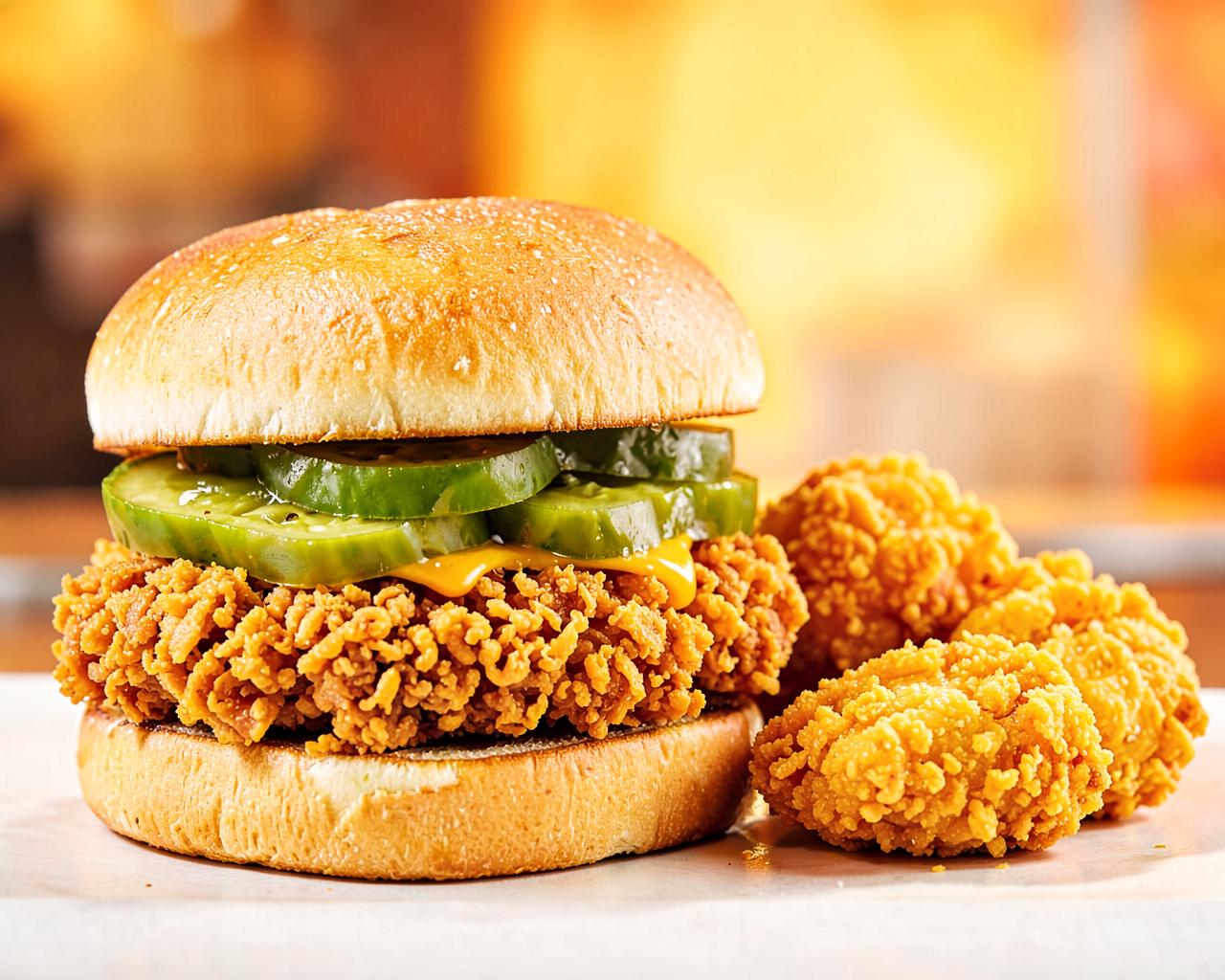 Crispy chicken sandwich with nuggets
