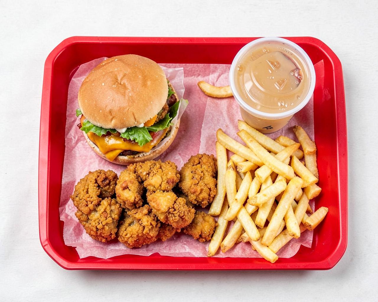 Biggie Bag meal with a burger, nuggets, fries and a drink